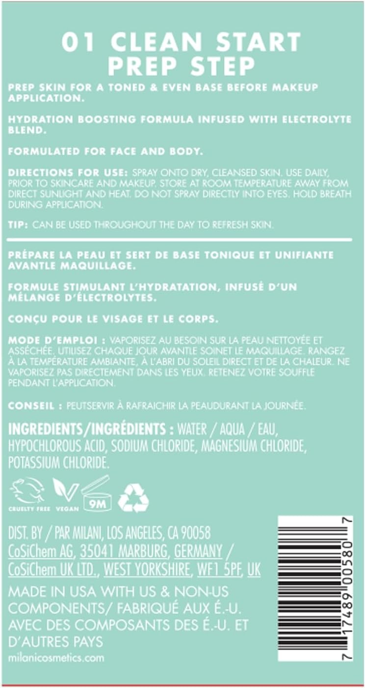 image:imageMilani Clean Start Prep Step Hypochlorous Acid Facial Mist 203 fl oz203 Fl Oz Pack of 2
