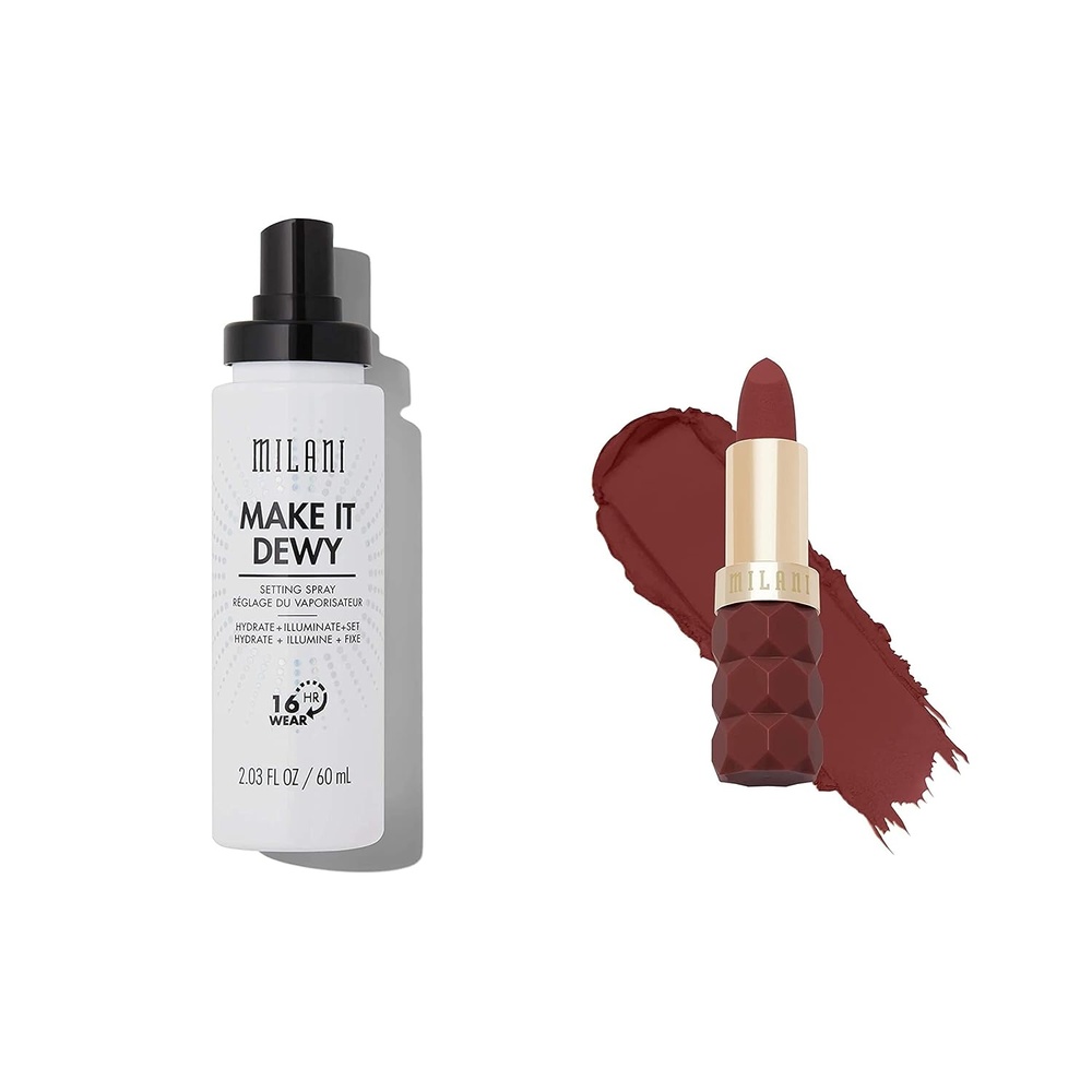 image:imageMilani Color Fetish Matte Lipstick Passion amp Milani Make It Dewy Setting Spray 3 in 1 Hydrate Illuminate Set 203 Fl Oz Makeup Finishing Spray