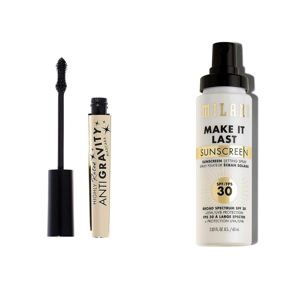 image:imageMilani Highly Rated AntiGravity Black Mascara with Castor Oil and Molded Hourglass Shaped Brush amp Milani Make It Last Sunscreen Setting Spray with SPF30