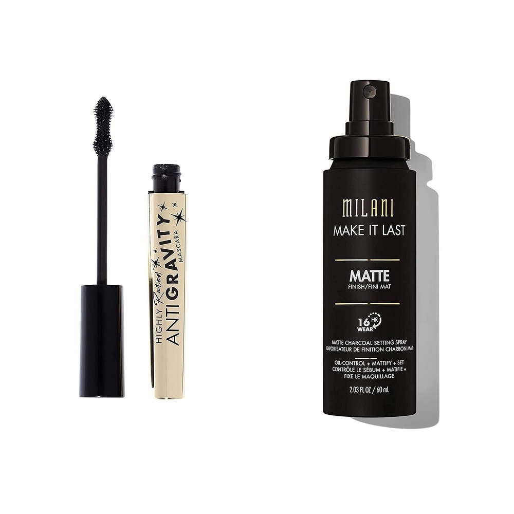 image:imageMilani Make it Last Charcoal Matte Setting Spray amp Milani Highly Rated AntiGravity Black Mascara with Castor Oil and Molded Hourglass Shaped Brush