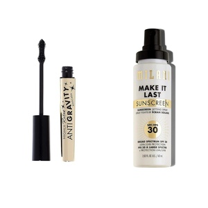 Milani Highly Rated Anti-Gravity Black Mascara with Castor Oil and Molded Hourglass Shaped Brush & Milani Make It Last Sunscreen Setting Spray with SPF30